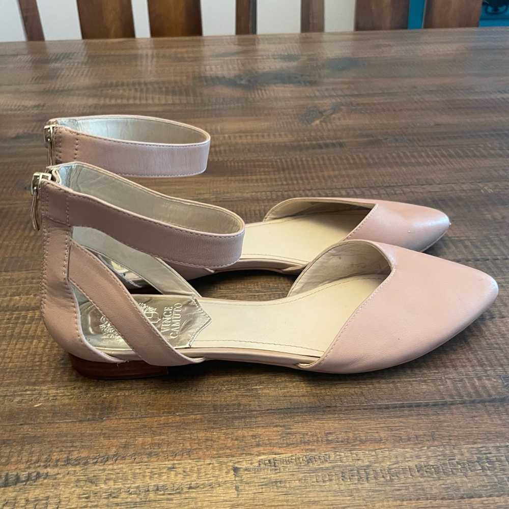 Vince camuto wendell ankle strap Flats Shoes pink Leather 9